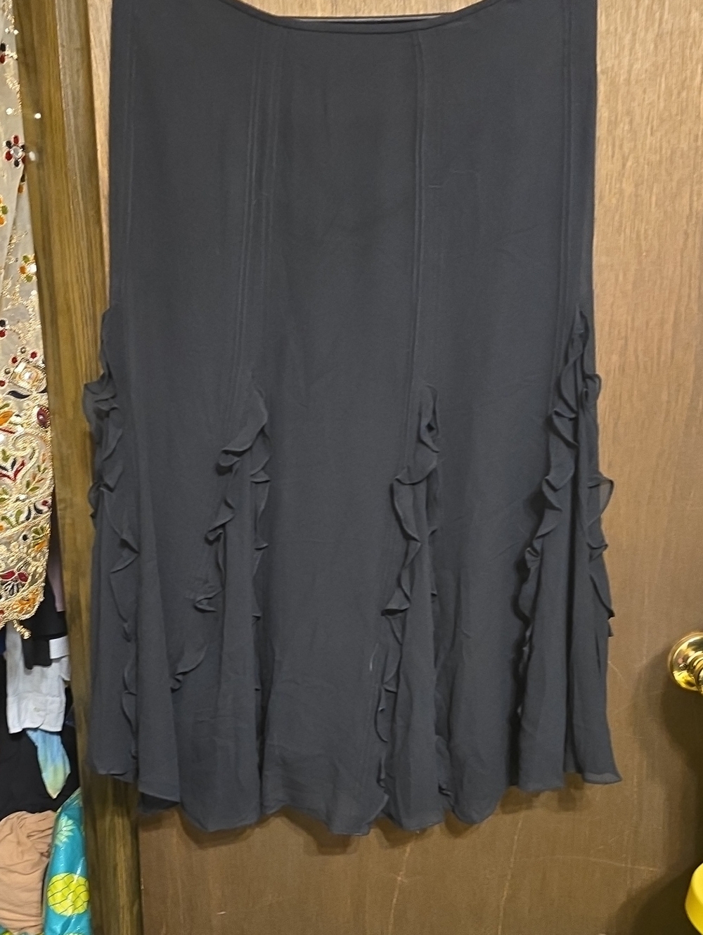 Ralph Lauren Black A-Line Ruffle Panel Skirt